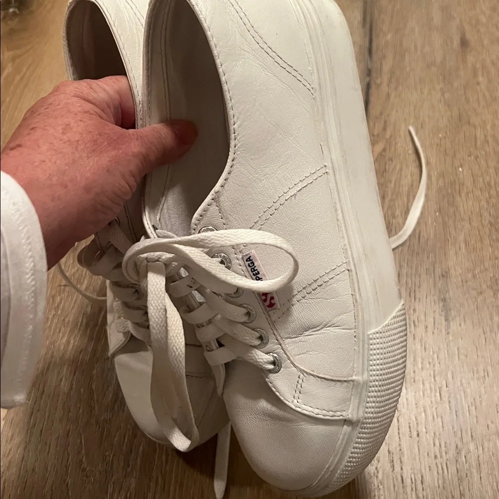 Superga white platform sneakers - great condition - size 8 W or size 6 1/2 M